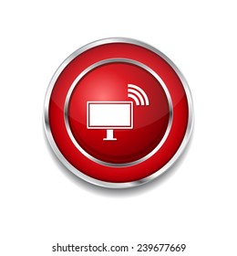 Pc Network Red Vector Icon Button
