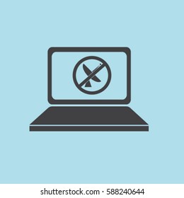 PC notebook icon, lost signal vector illustration