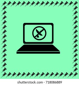 PC notebook icon, lost signal vector illustration