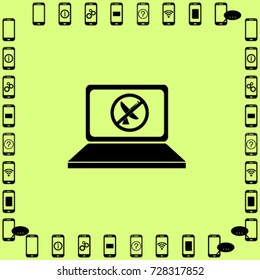 PC notebook icon, lost signal vector illustration