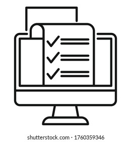 Pc online survey icon. Outline pc online survey vector icon for web design isolated on white background