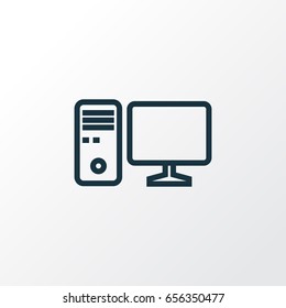 PC Outline Symbol. Premium Quality Isolated Computer  Element In Trendy Style.