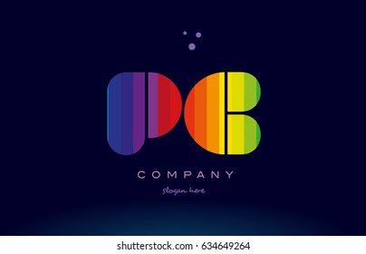 pc p c alphabet letter colorful creative colors text dots creative company logo vector icon design template