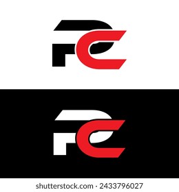 PC P C letter logo design. Initial letter PC linked circle uppercase monogram logo white color. PC logo, P C design. PC, P C