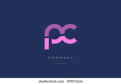 pc p c  pink blue pastel modern abstract alphabet company logo design vector icon template 