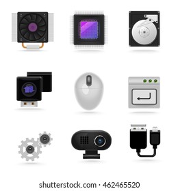 pc parts vector icon set