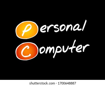 PC - Personal Computer acronym, technology concept background