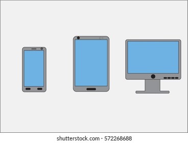 pc, phone and tablet