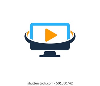 PC Play Media Computer Logo Design Template