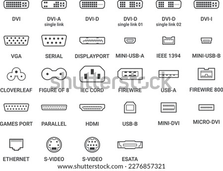 PC Ports - Icon Set - Outline