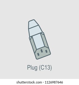 PC power plug icon. Element of computer parts with name icon for mobile concept and web apps. Filled outline PC power plug icon can be used for web and mobile on gray background
