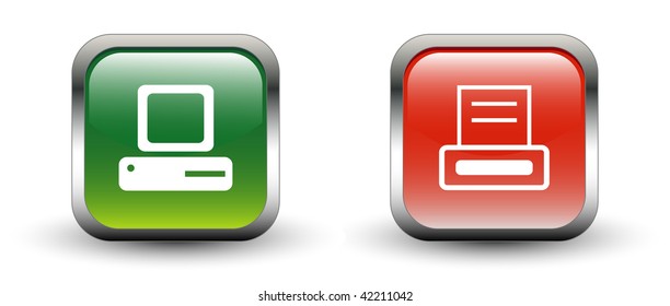 PC & Printer Sign Square Icons