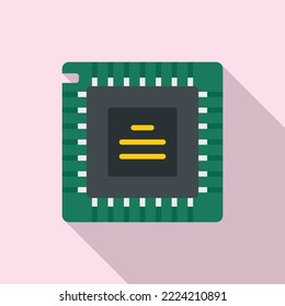 Pc processor icon flat vector. Computer core. Internet science