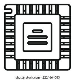 Pc processor icon outline vector. Computer core. Internet science