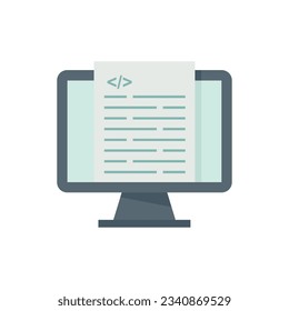 Pc programming icon flat vector. Web computer monitor. Digital programming isolated