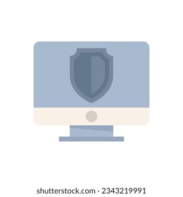 Icono de protección Pc vector plano. Datos seguros. Acceso al ordenador aislado