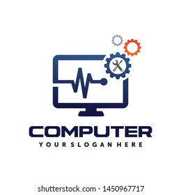 PC, Pulse computer, Computer repair, Computer services logo vector