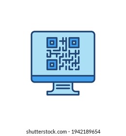 PC with QR Code vector concept colored icon or design element