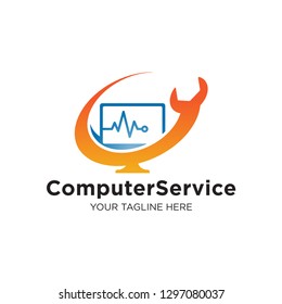 Pc Repairing Logo. Computer Repair Logo. Logo design abstract computer repair vector template. Illustration design of logotype business desktop software. Vector computer web icon. - Vector.
