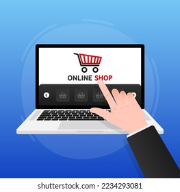 PC with and screen buy. Concept online shopping.