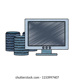 PC screen with disks storage scribble