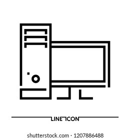 PC with screen line icon for your website or mobile app; Computer icon vector EPS 8 