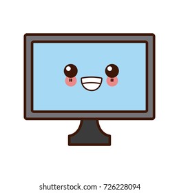 Pc Screen Monitor Cute Kawaii Cartoon Stock Vector (Royalty Free ...