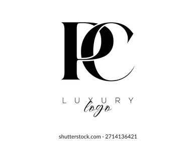 PC Serif Letter Monogram Typography Logo for Elegant Premium Branding Identity