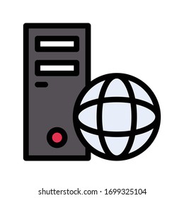 pc server vector flat color icon 