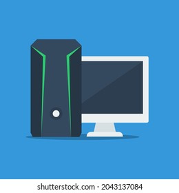 PC setup, Computer set. CPU and computer icon. Flat vector suitable for many purposes.