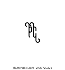 PC simple curved concept initial logo design black and white background