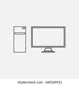 PC simple icon. Contour illustration.