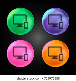 PC Smartphone crystal ball design icon in green - blue - pink and orange.