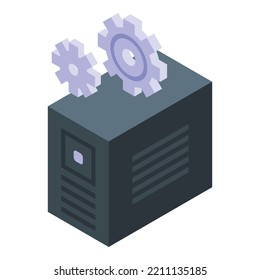 Pc software icon isometric vector. Computer maintenance. Data work