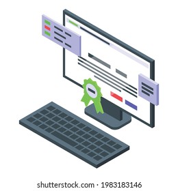 Pc ssl certificate icon. Isometric of Pc ssl certificate vector icon for web design isolated on white background