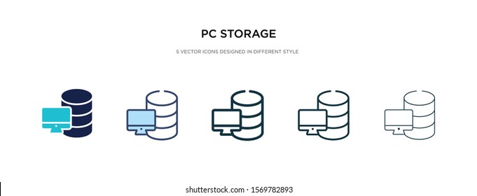 pc storage icon in different style vector illustration. two colored and black pc storage vector icons designed in filled, outline, line and stroke style can be used for web, mobile, ui