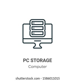 Pc storage outline vector icon. Thin line black pc storage icon, flat vector simple element illustration from editable computer concept isolated on white background