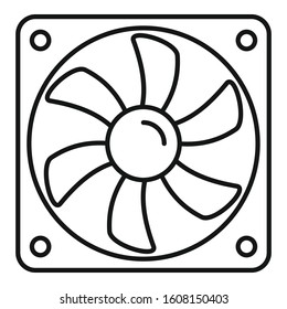 Pc system fan icon. Outline pc system fan vector icon for web design isolated on white background