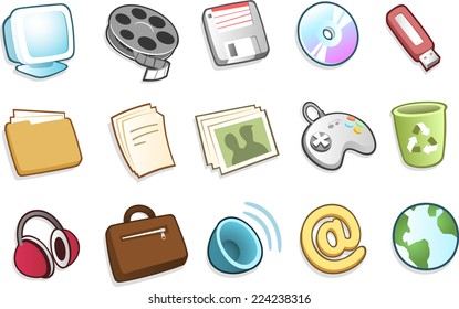 PC system icons Vector illustration cartoon.
