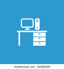 pc table icon, on blue background