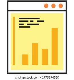 PC or tablet window, computer page with vector seo graph