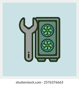 PC tower icon with wrench, a symbol for computer repair or upgrading services design