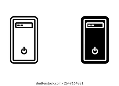 pc tower Line Icon Background White