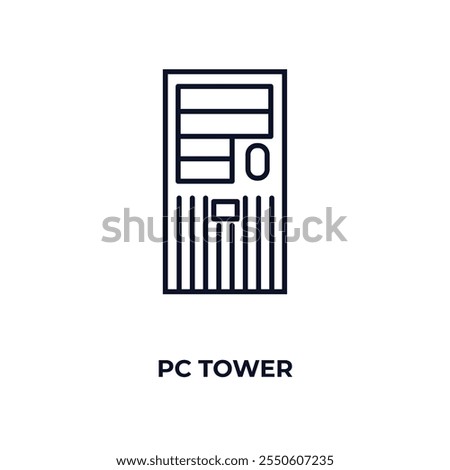 pc tower outline icon. Linear vector from computer concept. Thin line pc tower icon isolated on white background