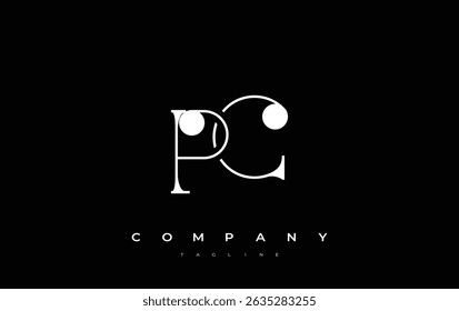 PC Typography Logo Design. Stylish monogram design depiction featuring the letters P and C combined in an artistic signature style, delivering a unique and creative visual representation.