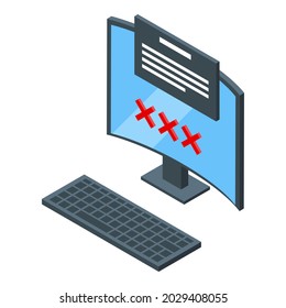 Pc user blacklist icon isometric vector. Banned card. Expel device