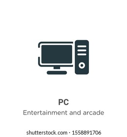 Pc vector icon on white background. Flat vector pc icon symbol sign from modern arcade collection for mobile concept and web apps design.