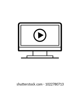 pc vector icon with play icon