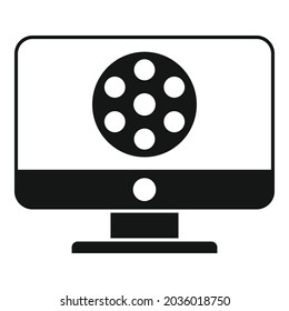 Pc video edit icon simple vector. Mobile editor. Digital content