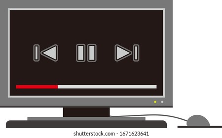 Imagen vectorial aislada de pantalla de reproducción de vídeo PC